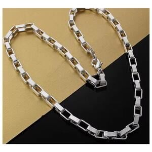Long box chain Necklace - Silver - 4mm / 18"